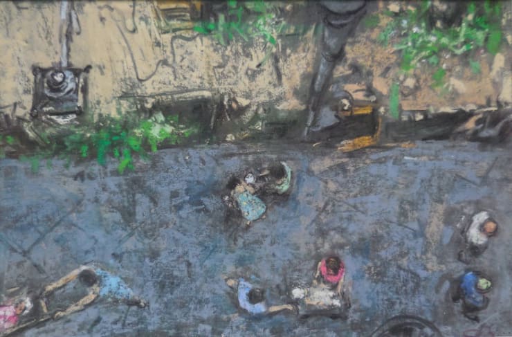 Onno Boerwinkel - Movimento in Corso Cavour - 2012 - pastel en gemengde techniek - 30 x 38 cm