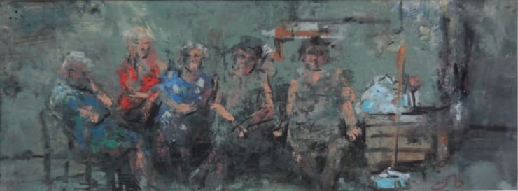 Onno Boerwinkel - Le donne del quartiere - Gradoli - 2014 - pastel en gemengde techniek - 12 x 19 cm