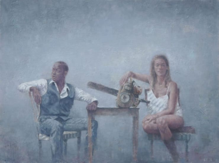 Motorzaag - 2014 - olieverf op doek - 30 x 40 cm