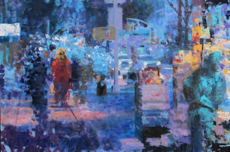 Peter Hartwig - Avond in de stad - 2014 - olieverf op paneel - 40 x 60 cm