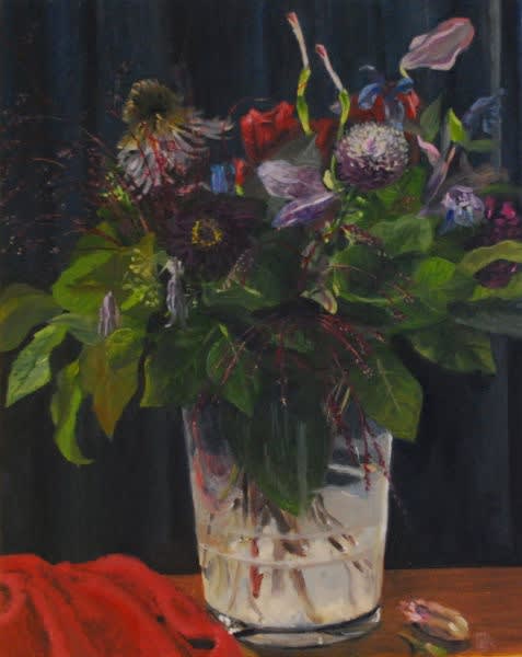 Julian Brenninkmeijer - Purple flowers - 2014 - olieverf op doek - 40 x 50 cm