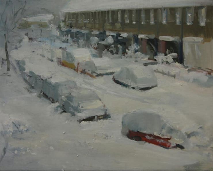 Robert Vorstman - Vinex sneeuw - 2014 - olieverf op doek - 40 x 50 cm