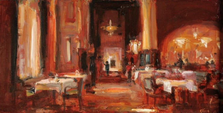 Douwe Elias - American Hotel - 2014 - olieverf op paneel - 30 x 60 cm