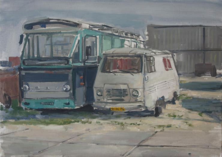 Robert Vorstman - Bus en camper - 2014 - olieverf op doek - 50 x 70 cm