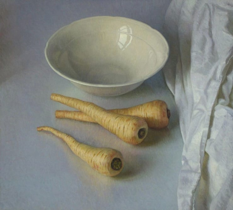 Jaap Roose, Pastinaak met kom en wit laken, 2013