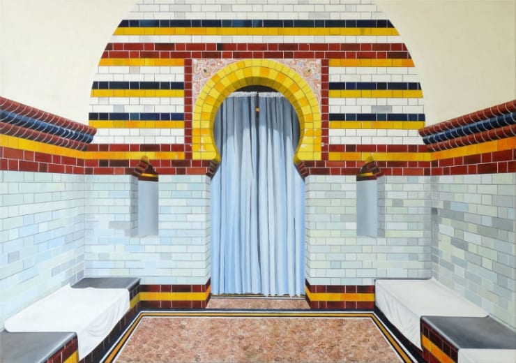 Jake Mullins - Harrogate Turkish Baths - 2019 - olieverf op doek - 100 cm x 70 cm
