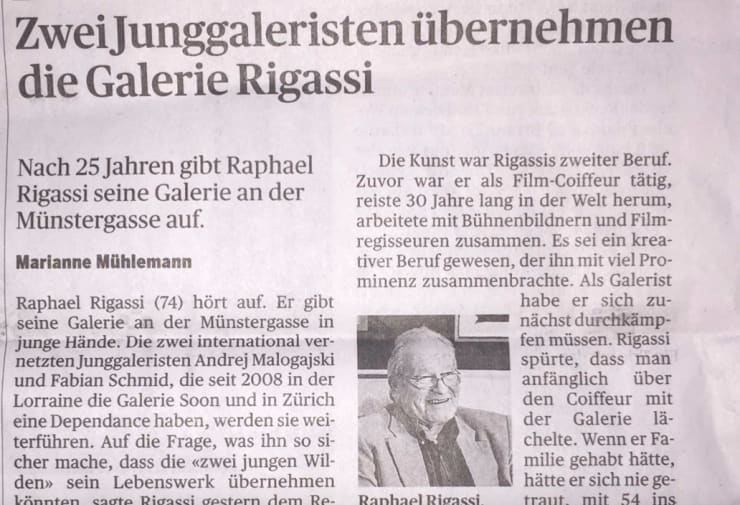 Zwei Junggaleristen übernehmen Galerie RIgassi