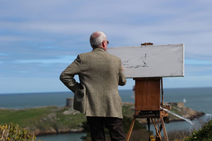 2015 04 19 Gerard Byrne Plein Air Painting Dalkey Island From Sorrento Park Dalkey Ireland Photo Credit Colm Murphy 1