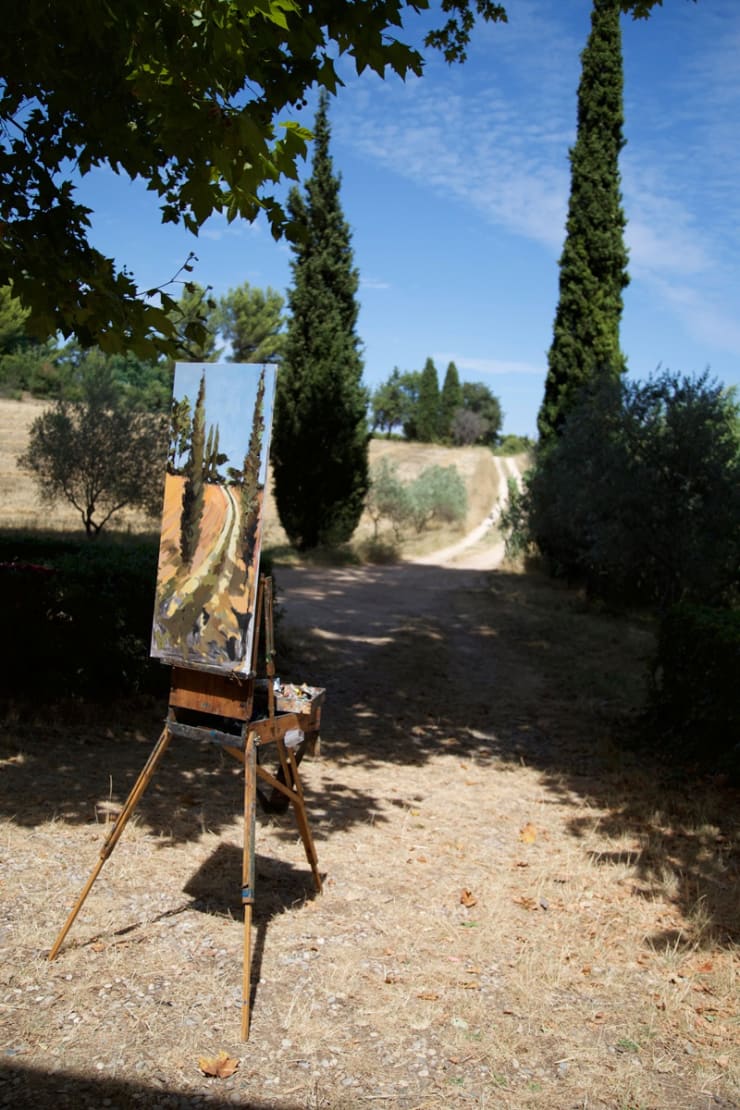 2015 07 29 Gerard Byrne Plein Air Painting The Cypress Road Aix En Provence France Photo Credit Agata Byrne