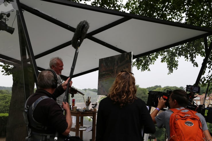 Gerard Byrne plein air painting Sky Arts Landscape Artist of the Year 2017 Knaresborough Castle Bowling Green Yorkshire UK photo...
