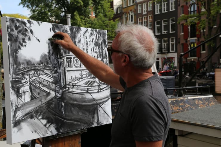 Gerard Byrne painting plein air Pintar Rapido Amsterdam, September 2016