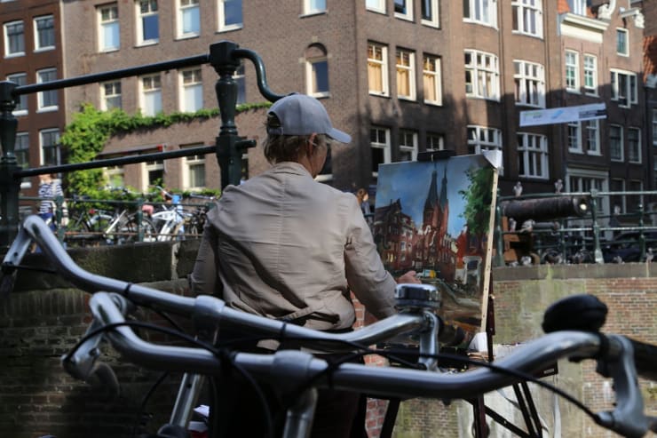 Anna Filimonova painting plein air Pintar Rapido Amsterdam, September 2016