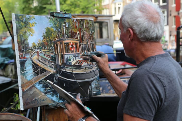 Gerard Byrne painting plein air Pintar Rapido Amsterdam, September 2016