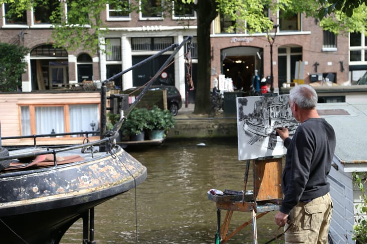 Gerard Byrne painting plein air Pintar Rapido Amsterdam, September 2016