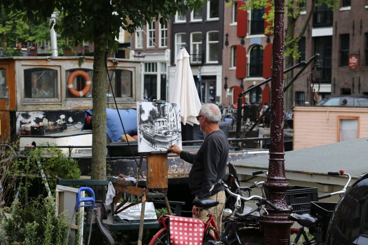 Gerard Byrne painting plein air Pintar Rapido Amsterdam, September 2016