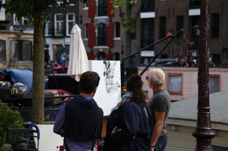 Gerard Byrne painting plein air Pintar Rapido Amsterdam, September 2016