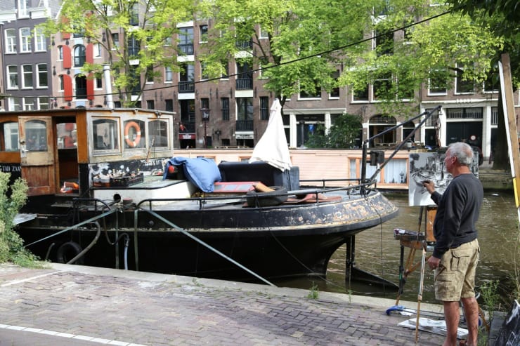 Gerard Byrne painting plein air Pintar Rapido Amsterdam, September 2016