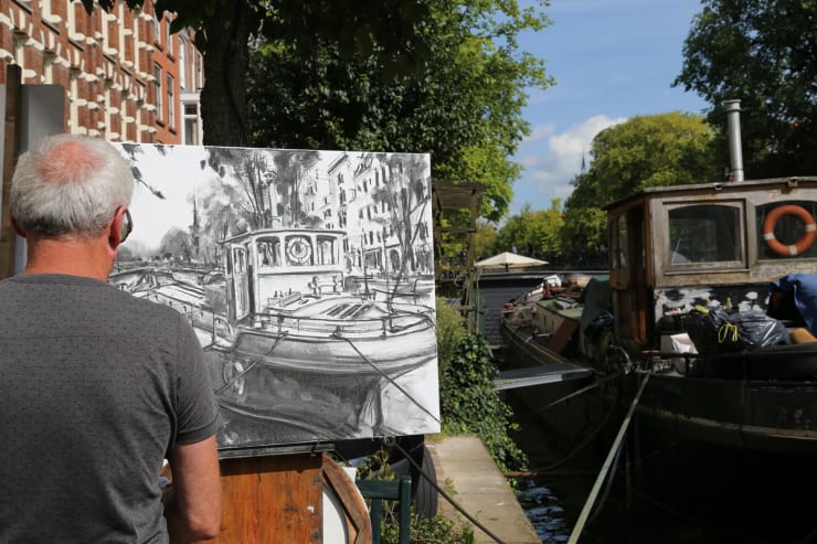 Gerard Byrne painting plein air Pintar Rapido Amsterdam, September 2016