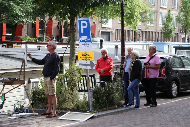Gerard Byrne painting plein air Pintar Rapido Amsterdam, September 2016