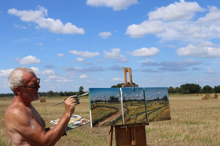 Gerard Byrne painting plein air Polish Provence, August 2016
