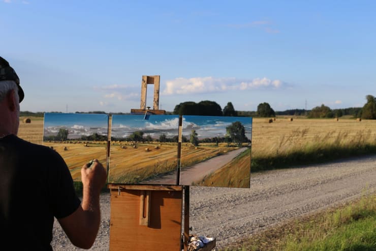 Gerard Byrne painting plein air Polish Provence, August 2016