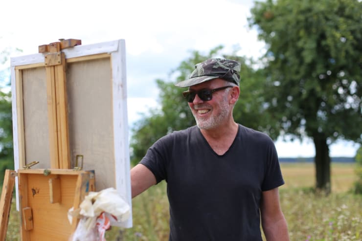Gerard Byrne painting plein air Polish Provence, August 2016