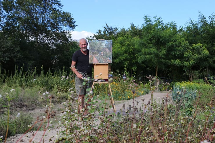 Gerard Byrne painting plein air Polish Provence, August 2016