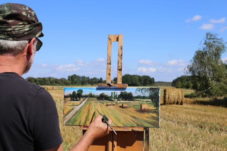 Gerard Byrne painting plein air Polish Provence, August 2016