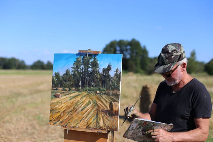 Gerard Byrne painting plein air Polish Provence, August 2016