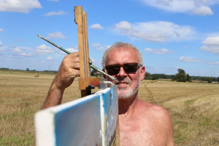 Gerard Byrne painting plein air Polish Provence, August 2016
