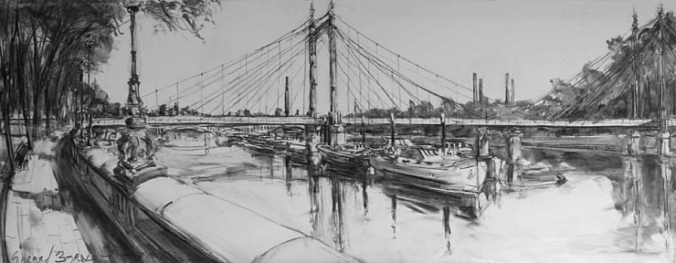 'River Thames' plein air charcoal sketch by Gerard Byrne