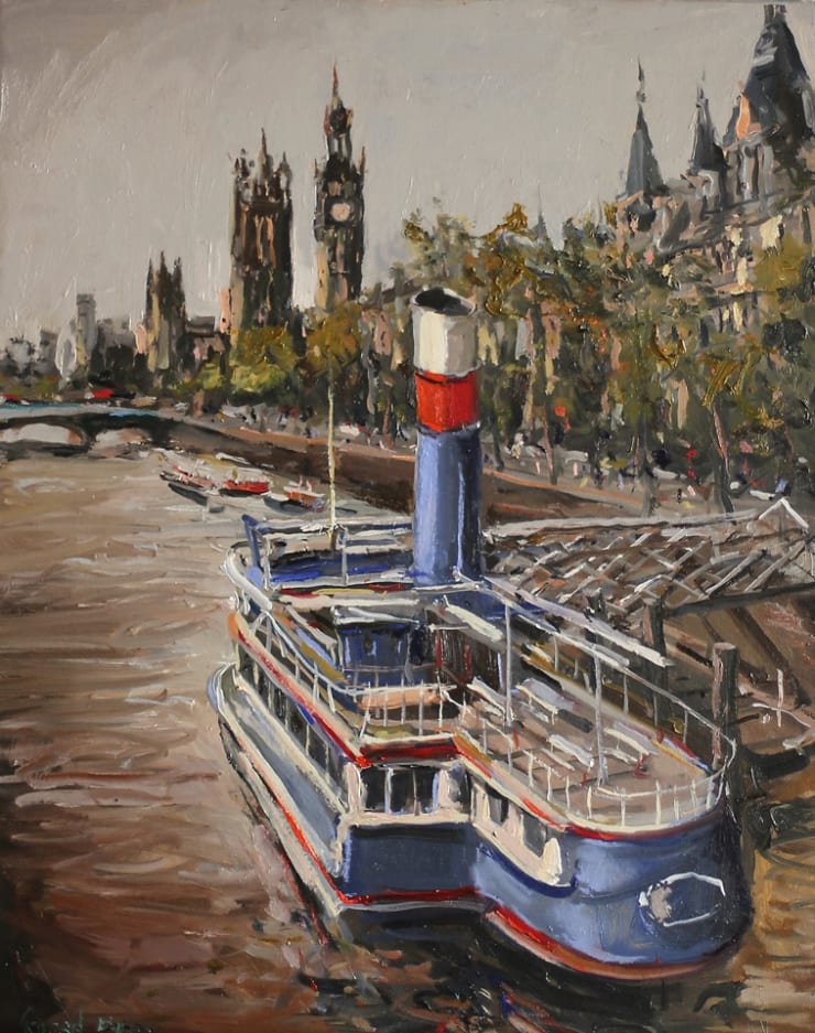 'Steam Boat' plein air painting by Gerard Byrne