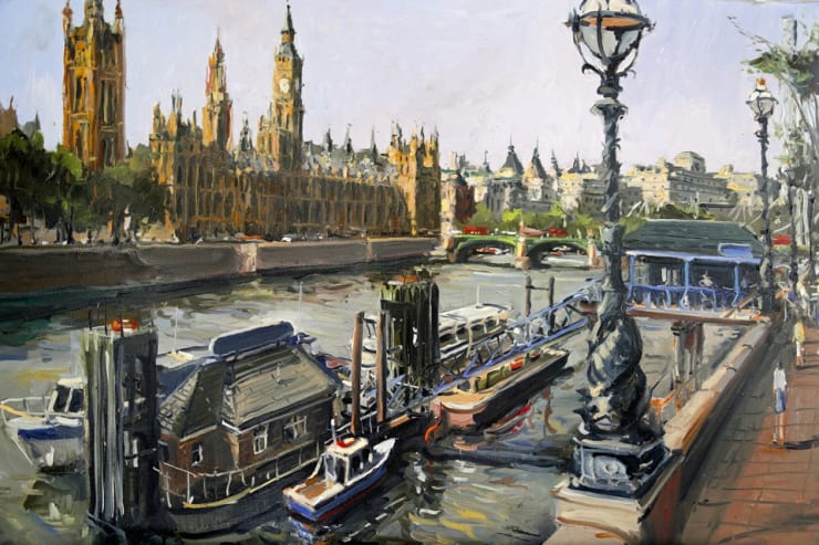 'Palace of Westminster' plein air painting by Gerard Byrne