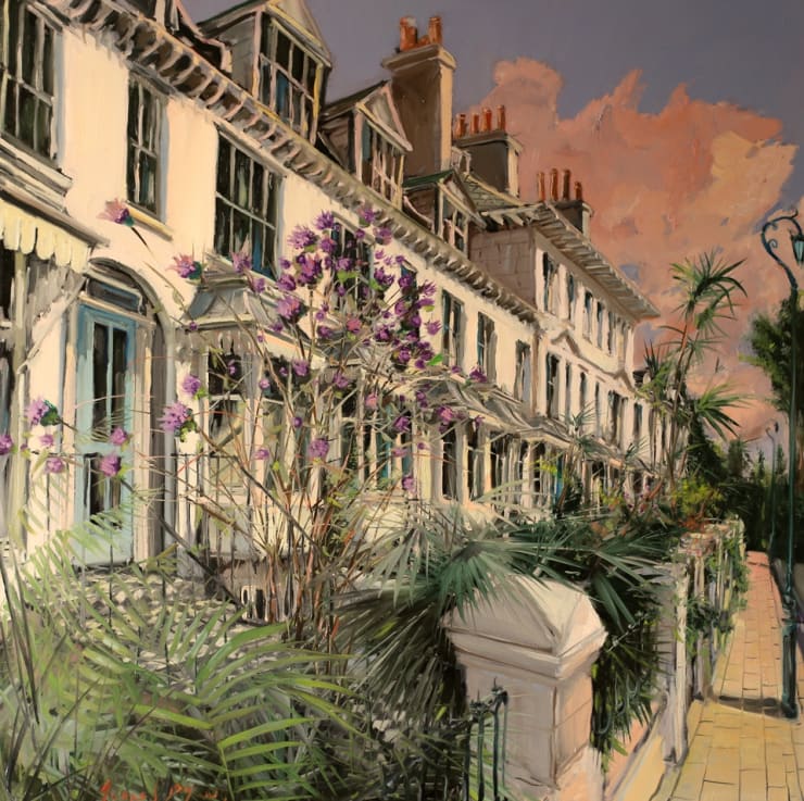 'Sunset at Clifton Terrace' plein air painting by Gerard Byrne, Clifton Terrace, Brighton