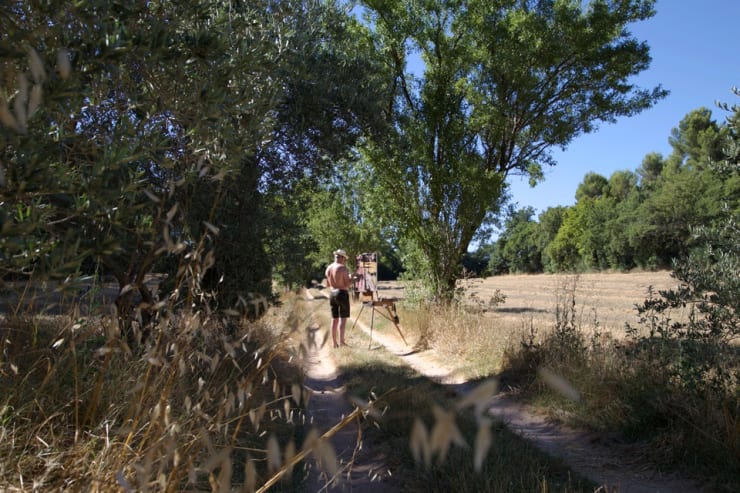 Gerard Byrne painting plein air 'Valcros Wheat Fields'
