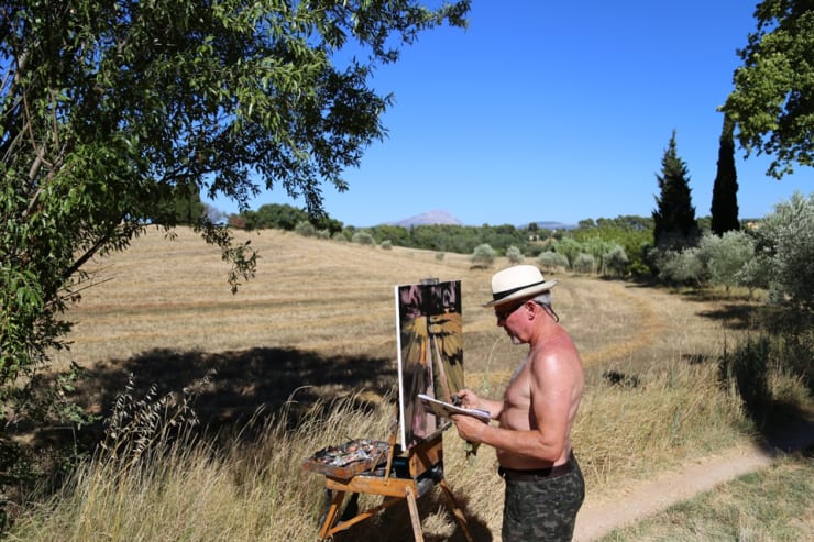 Gerard Byrne painting plein air 'Valcros Wheat Fields'