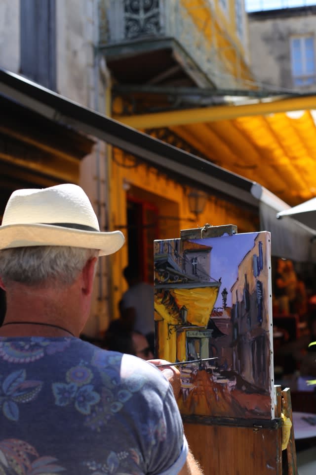 Gerard Byrne painting plein air 'The Cafe Terrace'