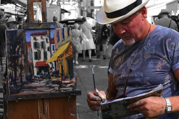 Gerard Byrne painting plein air 'Sunny Afternoon in Arles'