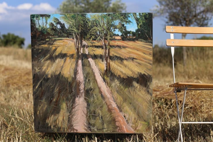 'Valcros Wheat Fields' plein air painting by Gerard Byrne