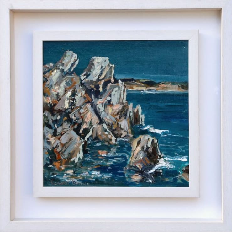 5 RAFFLE PAINTING Gerard Byrne 'Croatian Rocks' oil on canvas 30x30cm (canvas) / 46x46cm (framed) with non reflective glass /...