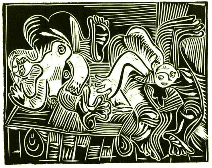 PABLO PICASSO, Joseph et la femme de Potiphar, d'après le Tintoret et Rembrandt (Baer 1334), 1962 (July 12 and 29, Mougins)