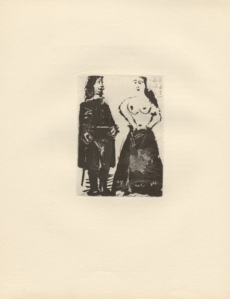 A nude woman with a man