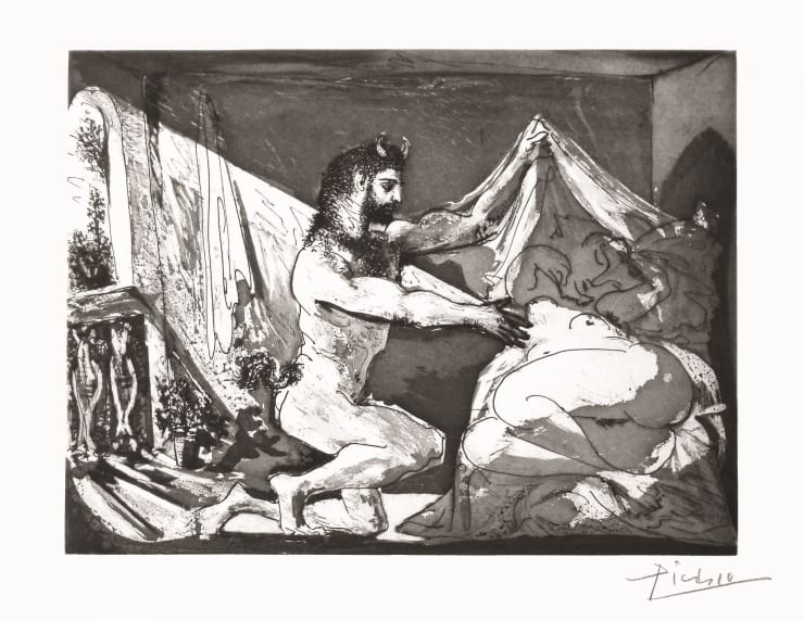 A man and a sleeping woman