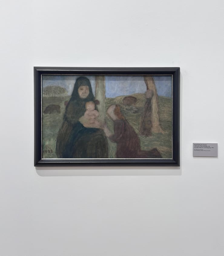 Paula Moersohn-Becker Anbetung, Figurengruppe mit sitzender Bäuerin und Säugling, 1902