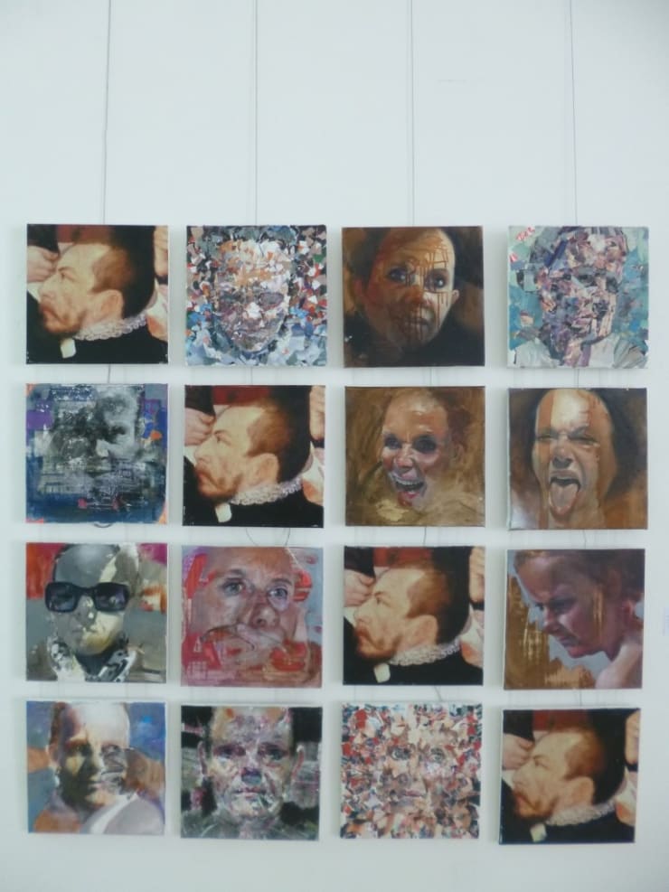 Barbara Mechler Selbstverständlich Selbstportrait?, Malerei, Drucktechnik auf Leinwand und gerissene Fragmente, 2014. (Foto: BK / dia)