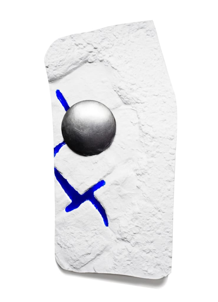 Polis (parapraxis), III, 2016 Plaster, acrylic and antique parisian traffic crossing nails 46 x 23 x 6 cm