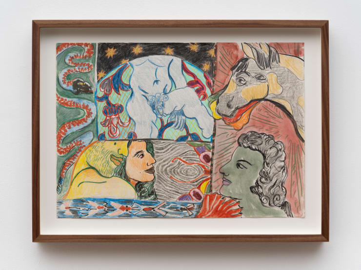 Maya Weishof Talk between frescos, 2024 Graphite, coloured pencil and oil on paper