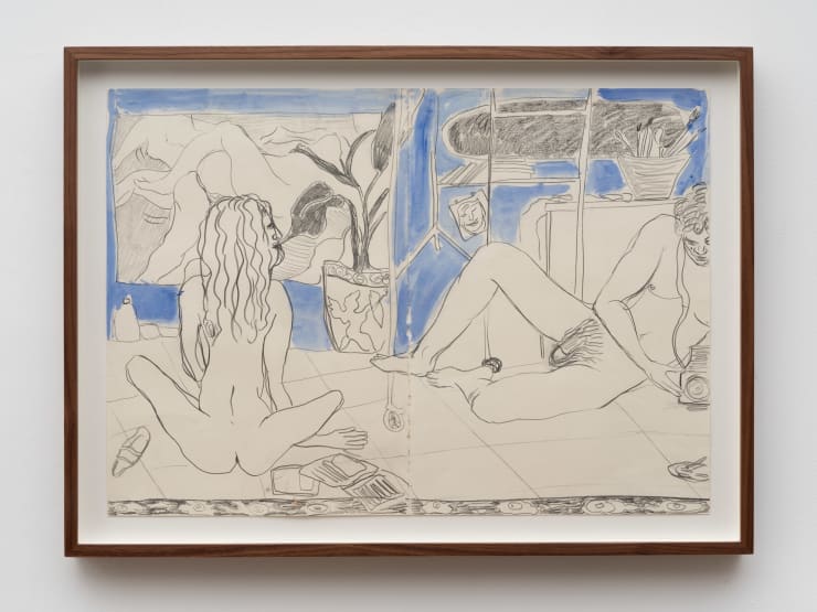 Maya Weishof The studio, 2025 Graphite and oil on paper