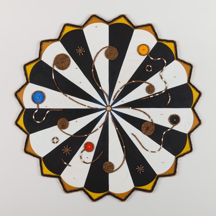 Daniel Rios Rodriguez Sombra Maximiliani, 2018 Oil, nails, rope, aluminium, copper on wood panel