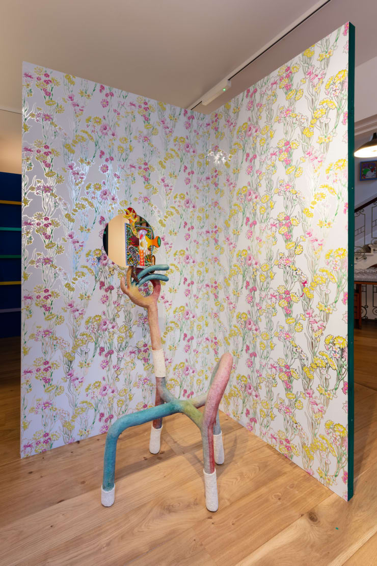 assume vivid astro focus Bona to Vada Your Dolly Bold Eek II, 2022 Acrylic on cardboard, paper clay, metal structure and pigment